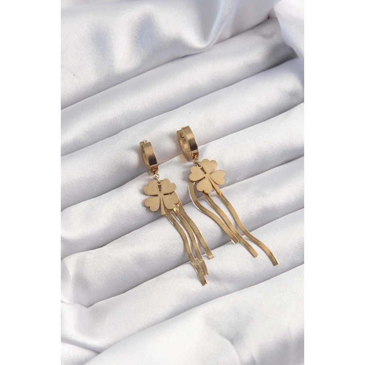 316L Çelik Altın Renk İtalyan Zincirli Yonca Model Halka Küpe - TJ-BKP9494 316L Çelik Altın Renk İtalyan Zincirli Yonca Model Halka Küpe - TJ-BKP9494