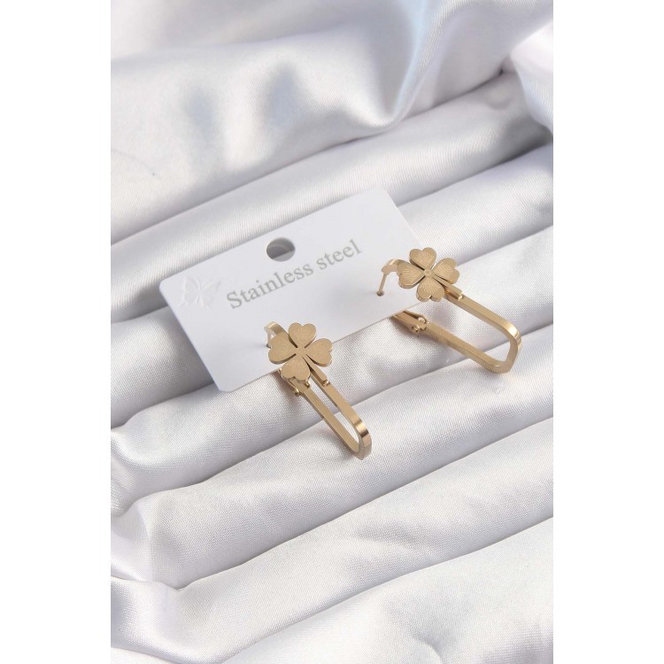 316L Çelik Altın Renk Geometrik Yonca Model Küpe - TJ-BKP9495 316L Çelik Altın Renk Geometrik Yonca Model Küpe - TJ-BKP9495