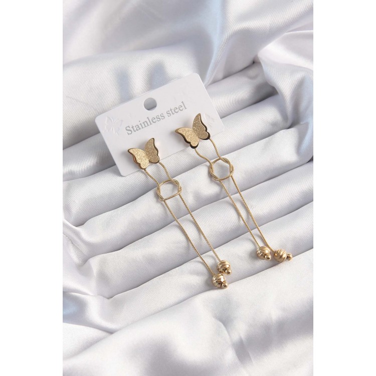 316L Çelik Altın Renk Sallantılı Düğüm Model Kelebek Küpe - TJ-BKP9496 316L Çelik Altın Renk Sallantılı Düğüm Model Kelebek Küpe - TJ-BKP9496