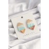 Brass Blue White Colored Patterned Geometric Earrings - TJ-BKP9522