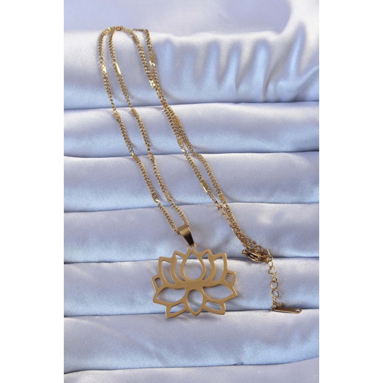 316L Altın Renk Lotus Kolye - TJ-BKO9270 316L Altın Renk Lotus Kolye - TJ-BKO9270