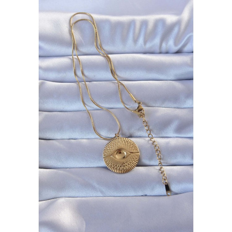 316L Altın Renk İşlemeli Göz Kolye - TJ-BKO9276 316L Altın Renk İşlemeli Göz Kolye - TJ-BKO9276