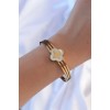 316L Steel Gold Color Embroidered Pearlescent Clover Bracelet - TJ-BB6379