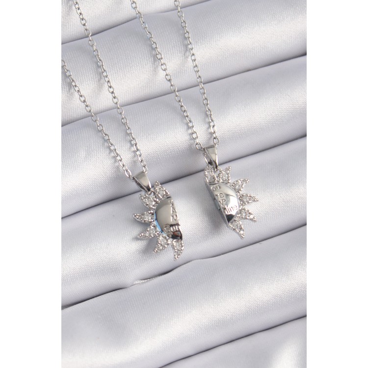 316L Çelik Gümüş Renk Zirkon Taşlı Güneş Model İşleme Yazı Detay Arkadaşlık Kolyesi - TJ-BKO9289 316L Çelik Gümüş Renk Zirkon Taşlı Güneş Model İşleme Yazı Detay Arkadaşlık Kolyesi - TJ-BKO9289