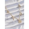 Gold Color Brass Gold Color Zircon Stone Detail Multi Figure Luck Necklace - TJ-BKO9300
