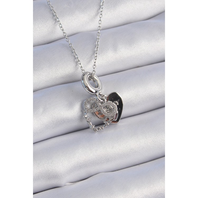 316L Çelik Gümüş Renk Zirkon Taşlı Sonsuzluk Kalp Figür Charm Model Kadın Kolye - TJ-BKO9309 316L Çelik Gümüş Renk Zirkon Taşlı Sonsuzluk Kalp Figür Charm Model Kadın Kolye - TJ-BKO9309