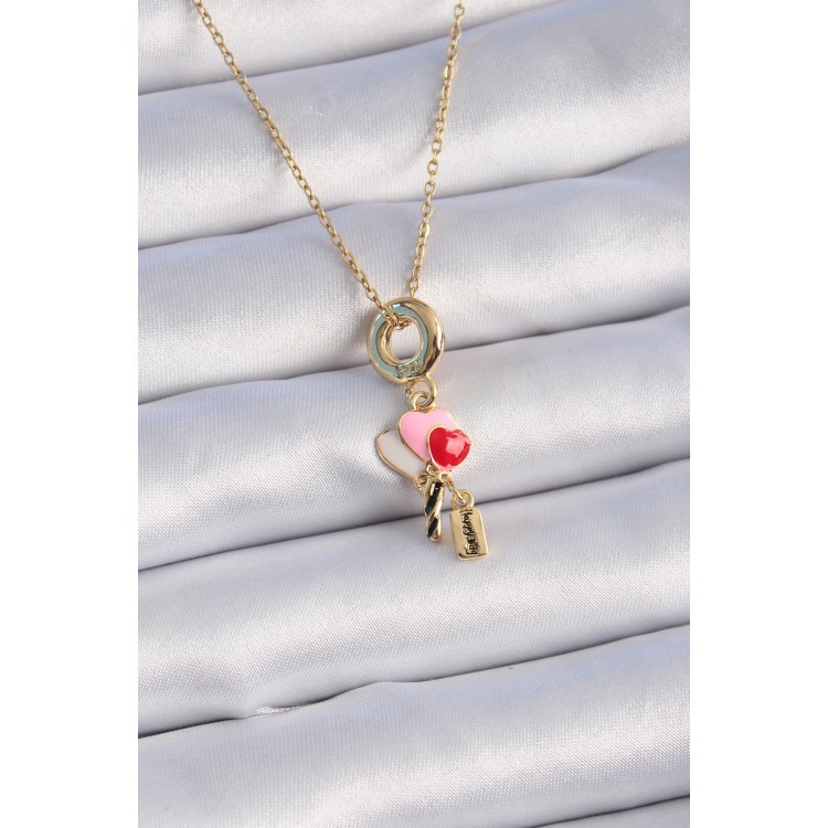 316L Çelik Gold Renk Renkli Kalp Figür Charm Model Kadın Kolye - TJ-BKO9320 316L Çelik Gold Renk Renkli Kalp Figür Charm Model Kadın Kolye - TJ-BKO9320