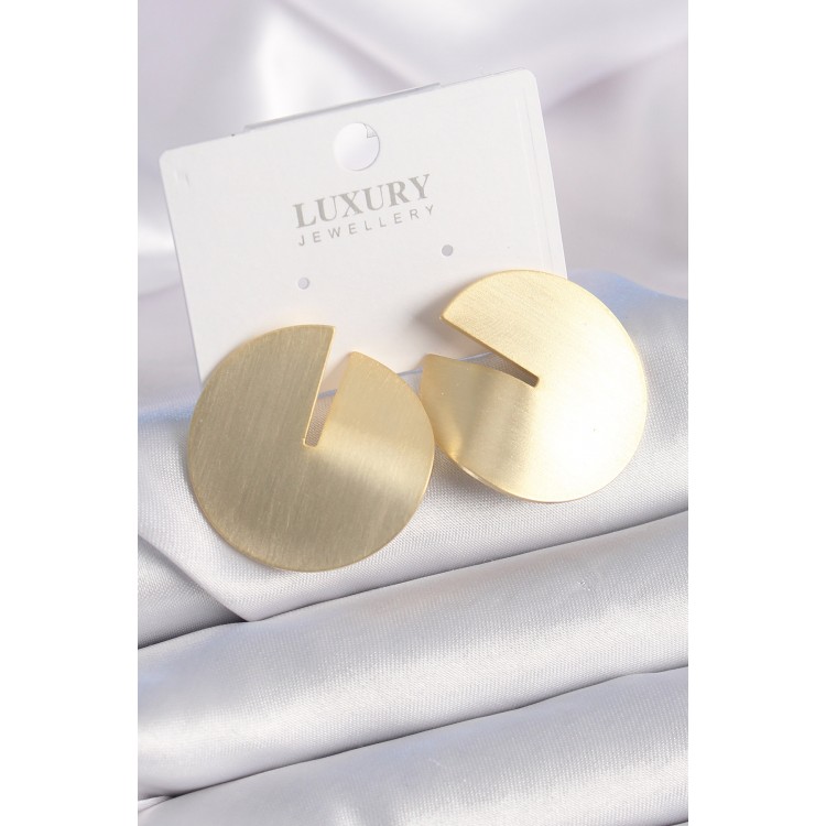 Pirinç Gold Renk Daire Plaka Model Kadın Küpe - TJ-BKP9525 Pirinç Gold Renk Daire Plaka Model Kadın Küpe - TJ-BKP9525