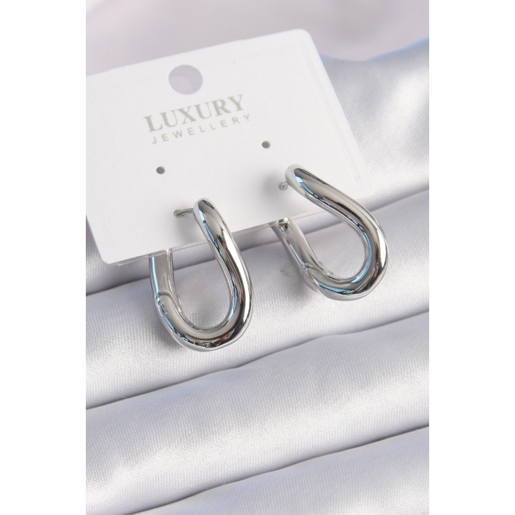 Pirinç Gümüş Renk Halka Model Kadın Küpe - TJ-BKP9531 Pirinç Gümüş Renk Halka Model Kadın Küpe - TJ-BKP9531