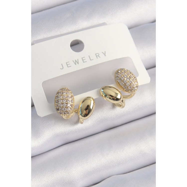 Pirinç Gold Renk Zirkon Taşlı Kadın Küpe - TJ-BKP9536 Pirinç Gold Renk Zirkon Taşlı Kadın Küpe - TJ-BKP9536