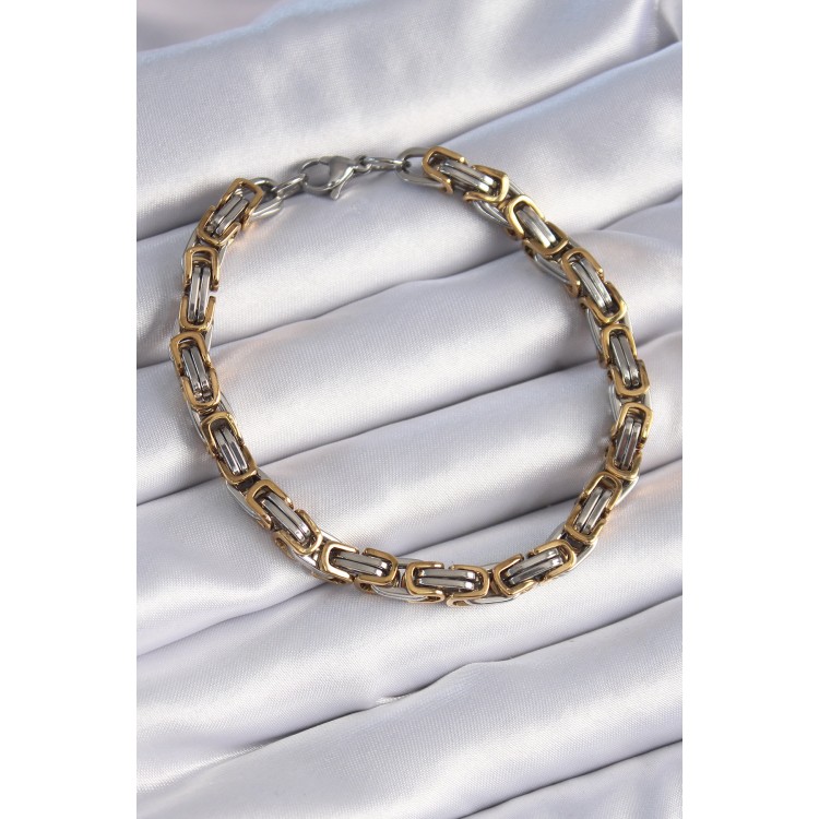 316L Çelik Gümüş Gold Renk Kral Zincir Model Erkek Bileklik - TJ-EB3695 316L Çelik Gümüş Gold Renk Kral Zincir Model Erkek Bileklik - TJ-EB3695