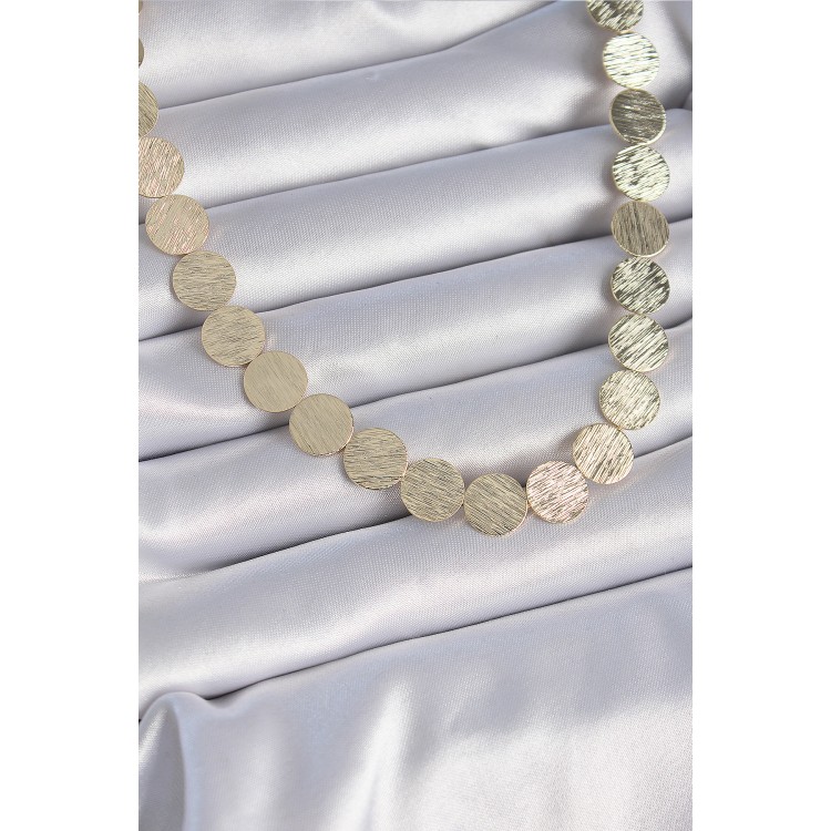 Brass Gold Color Circle Plate Model Women's Necklace - TJ-BKO9348