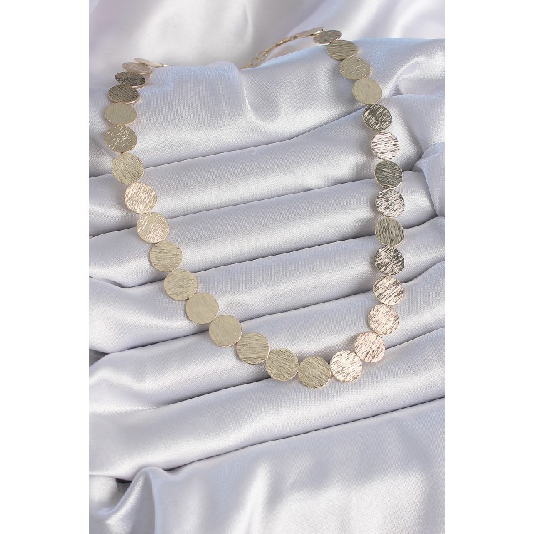Brass Gold Color Circle Plate Model Women's Necklace - TJ-BKO9348