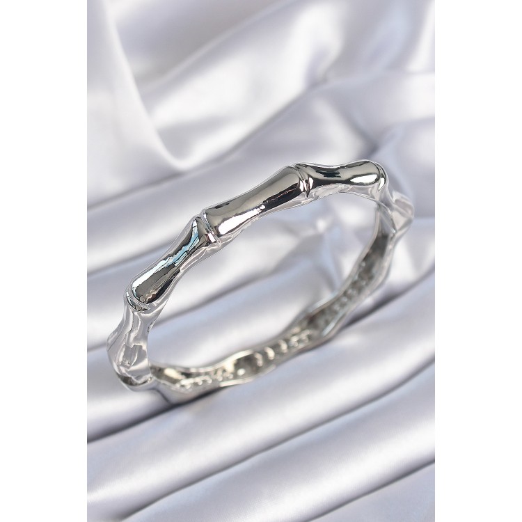 Pirinç Gümüş Renk Bambu Model Kadın Bileklik - TJ-BB6412 Pirinç Gümüş Renk Bambu Model Kadın Bileklik - TJ-BB6412