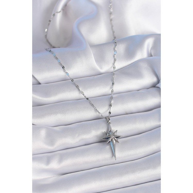 316L Steel Chain Silver Color Pole Star Model Women's Necklace - TJ-BKO9376