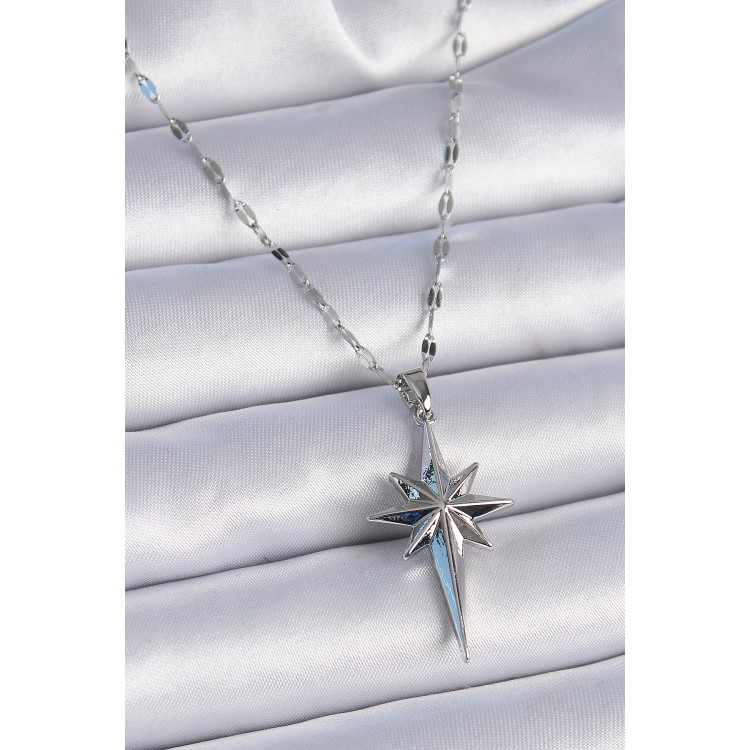 316L Steel Chain Silver Color Pole Star Model Women's Necklace - TJ-BKO9376