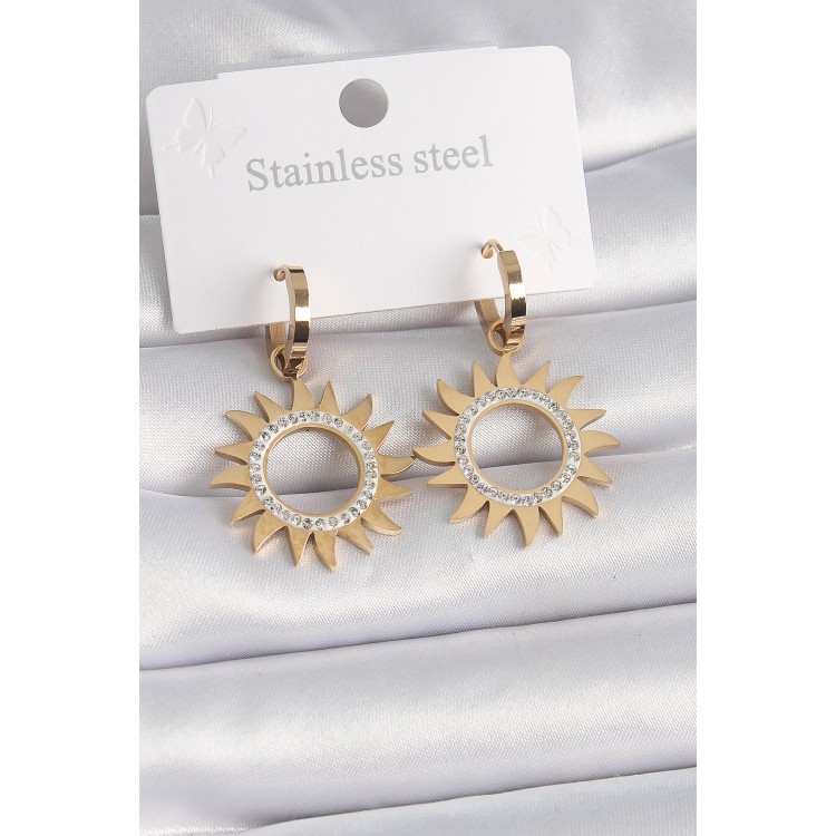 316L Çelik Gold Renk Zirkon Taşlı Güneş Model Kadın Küpe - TJ-BKP9570 316L Çelik Gold Renk Zirkon Taşlı Güneş Model Kadın Küpe - TJ-BKP9570