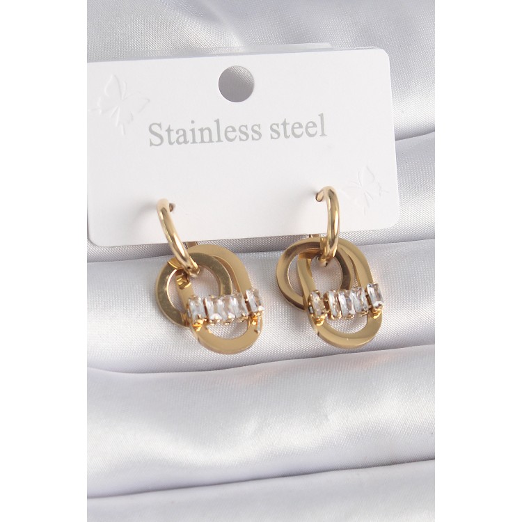 316L Çelik Gold Renk Zirkon Taşlı Halka Model Kadın Küpe - TJ-BKP9571 316L Çelik Gold Renk Zirkon Taşlı Halka Model Kadın Küpe - TJ-BKP9571