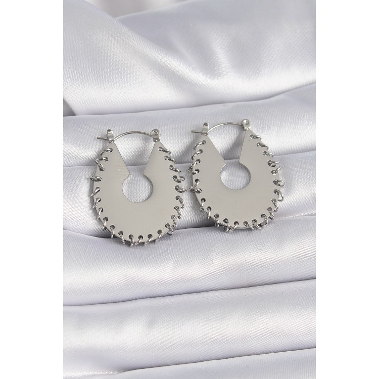 316L Steel Silver Color Women's Earrings - TJ-BKP9575 316L Steel Silver Color Women's Earrings - TJ-BKP9575