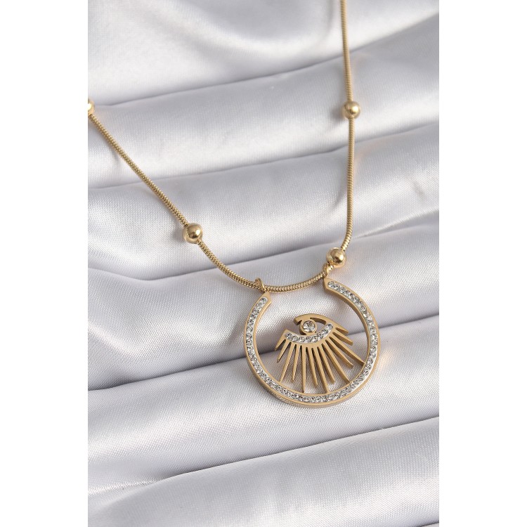 316L Çelik Gold Renk Zirkon Taşlı Göz Model Kadın Kolye - TJ-BKO9404 316L Çelik Gold Renk Zirkon Taşlı Göz Model Kadın Kolye - TJ-BKO9404