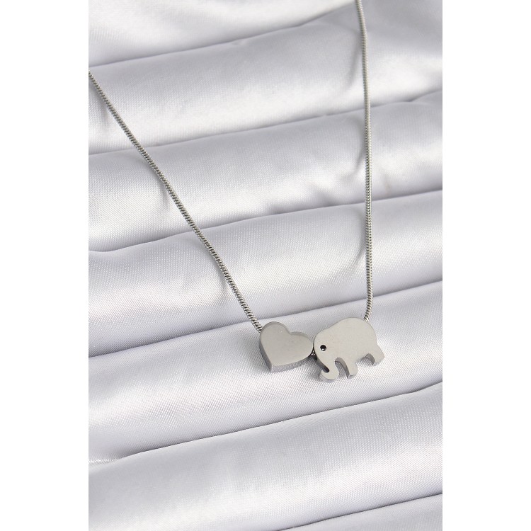 316L Steel Silver Color Elephant Heart Figured Women's Necklace - TJ-BKO9420 316L Steel Silver Color Elephant Heart Figured Women's Necklace - TJ-BKO9420