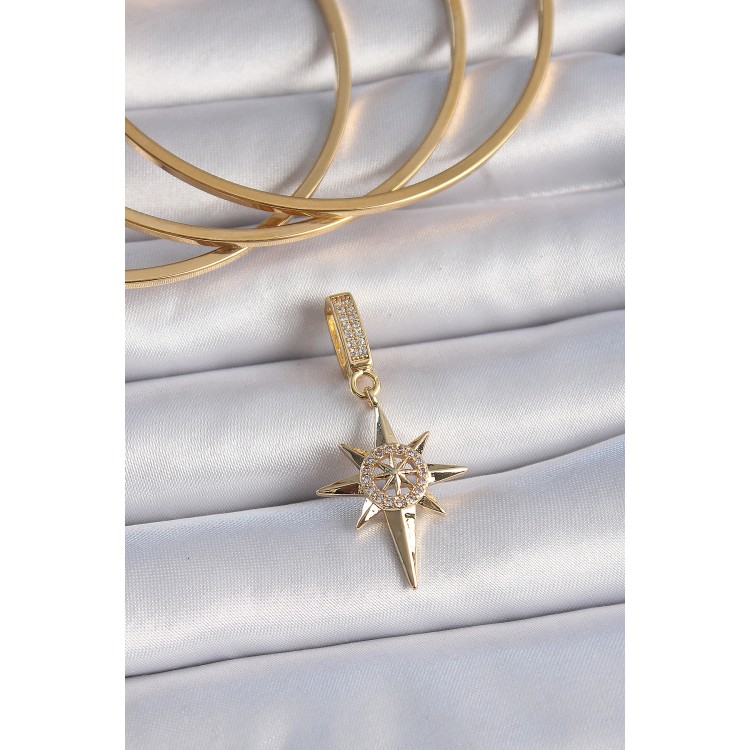 Brass Gold Color Zircon Stone Polar Star Model Ajda Charm - TJ-BC1004 Brass Gold Color Zircon Stone Polar Star Model Ajda Charm - TJ-BC1004