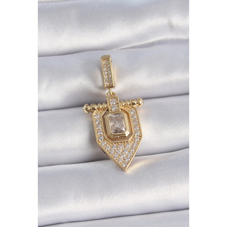 Pirinç Gold Renk Baget Zirkon Taşlı Ajda Charm - TJ-BC1011 Pirinç Gold Renk Baget Zirkon Taşlı Ajda Charm - TJ-BC1011