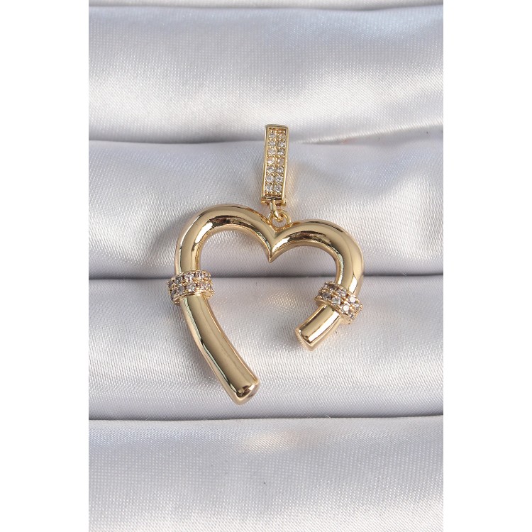 Pirinç Gold Renk Zirkon Taş Detaylı Kalp Figür Ajda Charm - TJ-BC1015 Pirinç Gold Renk Zirkon Taş Detaylı Kalp Figür Ajda Charm - TJ-BC1015