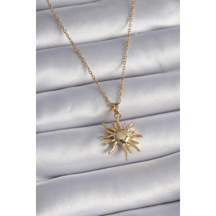 316L Steel Gold Color Chain Sun Figure Women's Necklace - TJ-BKO9432 316L Steel Gold Color Chain Sun Figure Women's Necklace - TJ-BKO9432