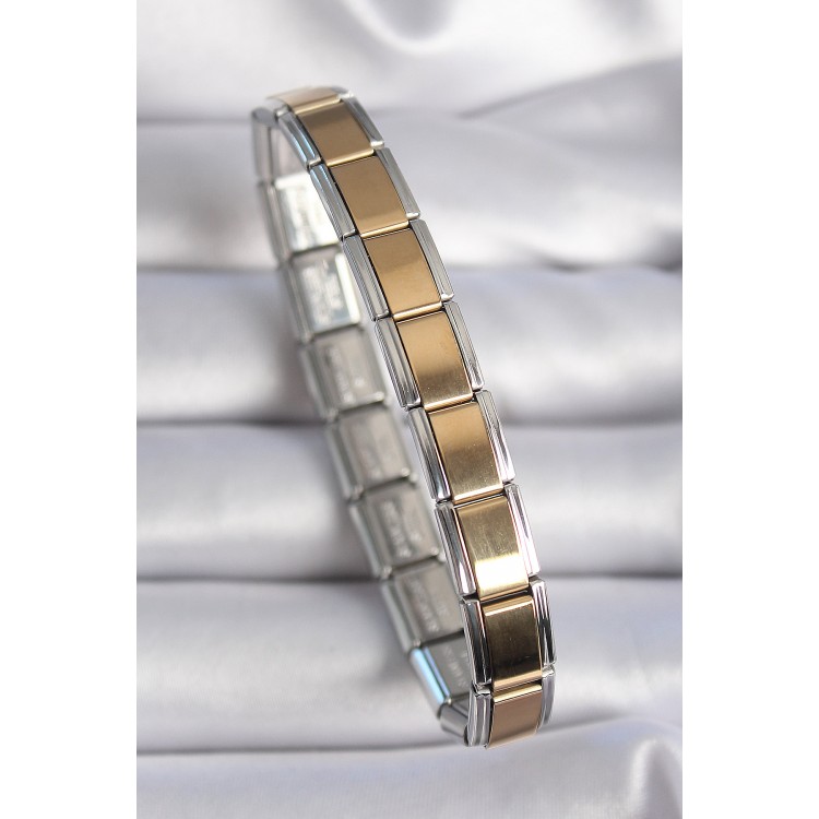316L Steel Silver Gold Color Heart Engraving Nomination Model Women's Bracelet - TJ-BB6462 316L Steel Silver Gold Color Heart Engraving Nomination Model Women's Bracelet - TJ-BB6462