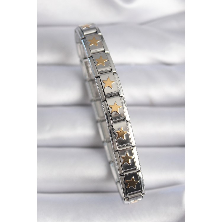 316L Çelik Gümüş Renk Gold Yıldız İşleme Nomination Kadın Bileklik - TJ-BB6463 316L Çelik Gümüş Renk Gold Yıldız İşleme Nomination Kadın Bileklik - TJ-BB6463