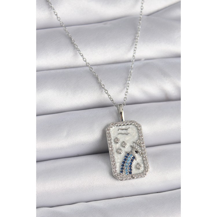 316L Çelik Gümüş Renk Zincir Kova Burcu Zirkon Taşlı Kadın Kolye - TJ-BKO9447 316L Çelik Gümüş Renk Zincir Kova Burcu Zirkon Taşlı Kadın Kolye - TJ-BKO9447