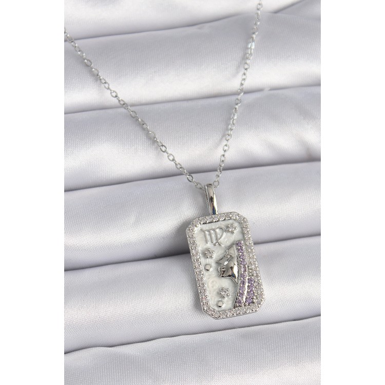316L Steel Silver Color Virgo Zodiac Sign Zircon Stone Women's Necklace - TJ-BKO9457 316L Steel Silver Color Virgo Zodiac Sign Zircon Stone Women's Necklace - TJ-BKO9457