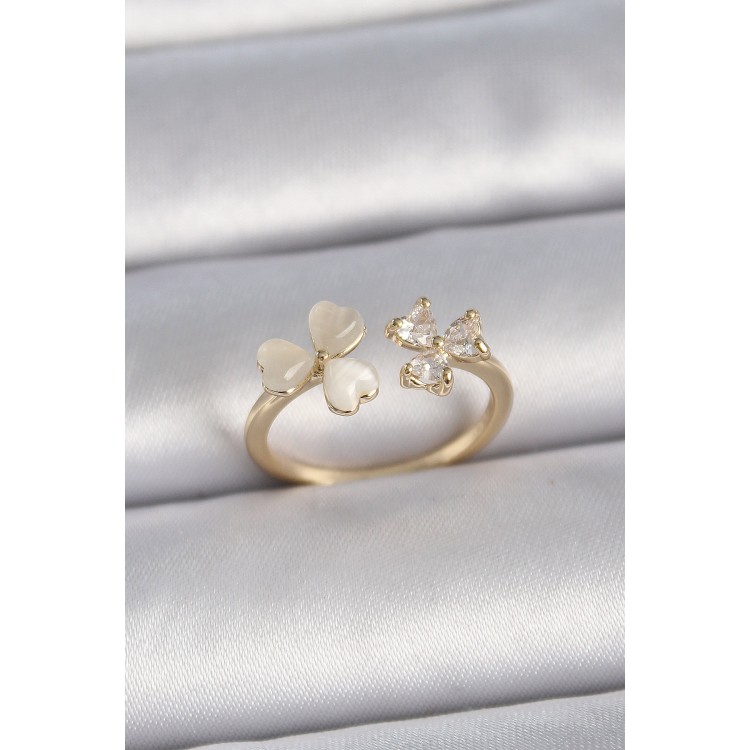 Pirinç Gold Renk Ayarlanabilir Zirkon Taşlı Kalp Beyaz Mineli Model Kadın Yüzük - TJ-BYK3388 Pirinç Gold Renk Ayarlanabilir Zirkon Taşlı Kalp Beyaz Mineli Model Kadın Yüzük - TJ-BYK3388