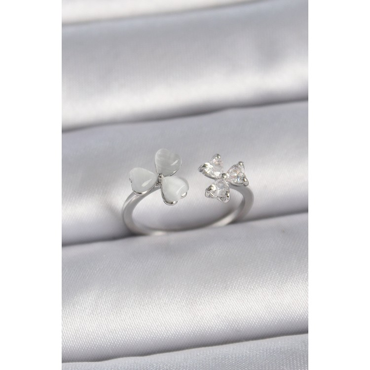 Pirinç Gümüş Renk Ayarlanabilir Zirkon Taşlı Beyaz Mineli Kalp Model Kadın Yüzük - TJ-BYK3389 Pirinç Gümüş Renk Ayarlanabilir Zirkon Taşlı Beyaz Mineli Kalp Model Kadın Yüzük - TJ-BYK3389