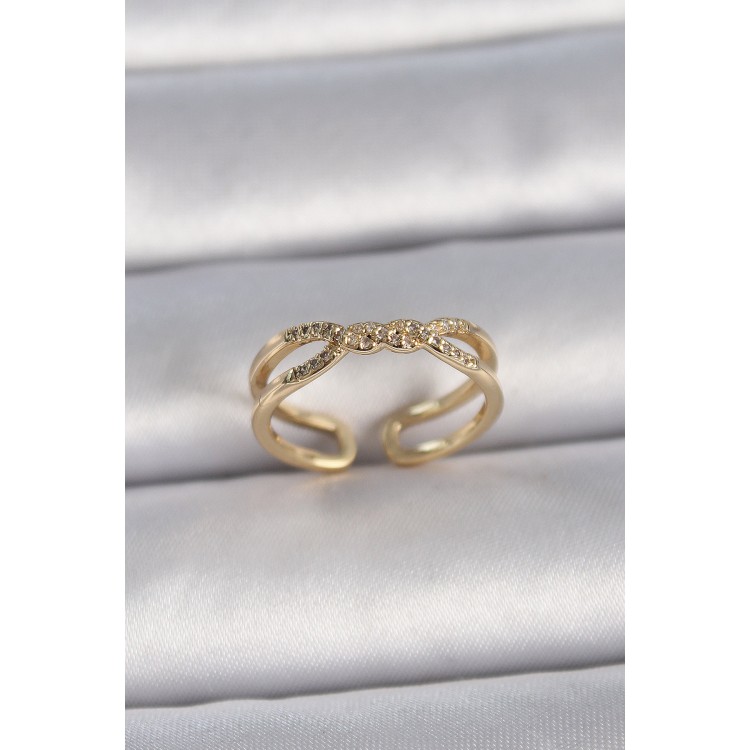 Pirinç Gold Renk Ayarlanabilir Zirkon Taşlı Sarmal Model Kadın Yüzük - TJ-BYK3400 Pirinç Gold Renk Ayarlanabilir Zirkon Taşlı Sarmal Model Kadın Yüzük - TJ-BYK3400