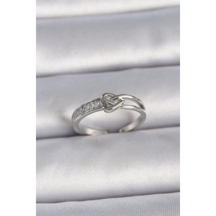 Pirinç Gümüş Renk Ayarlanabilir Zirkon Taşlı Düğüm Kalp Model Kadın Yüzük - TJ-BYK3405 Pirinç Gümüş Renk Ayarlanabilir Zirkon Taşlı Düğüm Kalp Model Kadın Yüzük - TJ-BYK3405