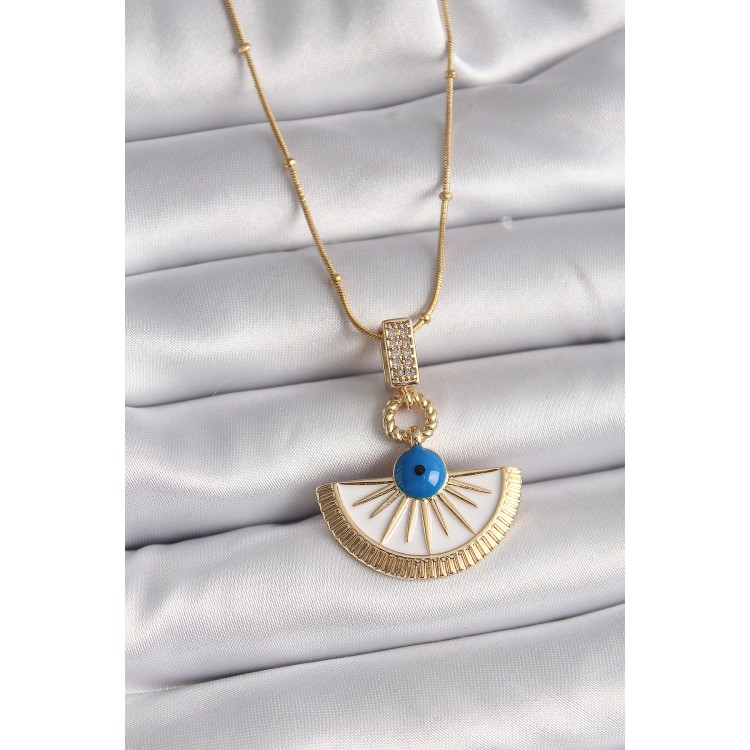 316L Çelik Gold Renk Zincir Zirkon Taş Detaylı Nazar Boncuk Göz Model Kadın Kolye - TJ-BKO9474 316L Çelik Gold Renk Zincir Zirkon Taş Detaylı Nazar Boncuk Göz Model Kadın Kolye - TJ-BKO9474