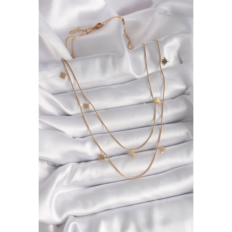316L Steel Gold Color Chain 2-Piece Pole Star Model Women's Necklace - TJ-BKO9475