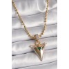 316L Steel Gold Color Ball Chain Zircon Stone 3D Triangle Model Women's Necklace - TJ-BKO9482