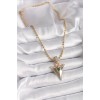 316L Steel Gold Color Ball Chain Zircon Stone 3D Triangle Model Women's Necklace - TJ-BKO9482