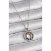 316L Çelik Gümüş Renk Zincir Renkli Zirkon Taşlı Madalyon Model Kadın Kolye - TJ-BKO9489