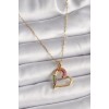316L Steel Gold Color Chain Colorful Zircon Stone Heart Model Women's Necklace - TJ-BKO9503