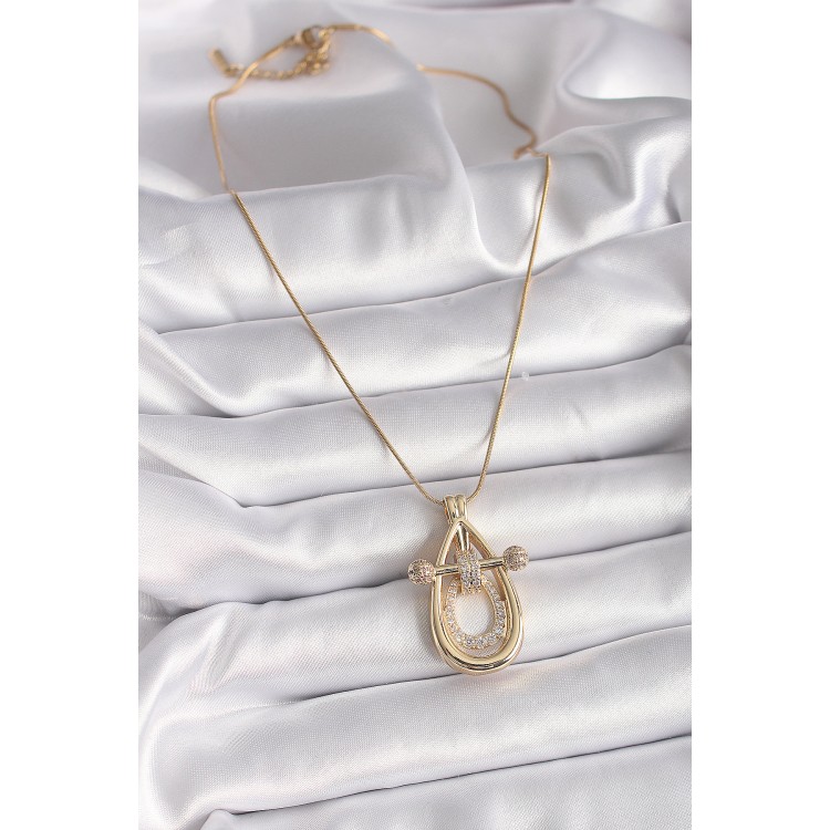316L Steel Gold Color Chain Zircon Stone Vintage Model Women's Necklace - TJ-BKO9507