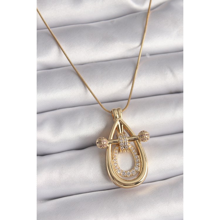 316L Steel Gold Color Chain Zircon Stone Vintage Model Women's Necklace - TJ-BKO9507 316L Steel Gold Color Chain Zircon Stone Vintage Model Women's Necklace - TJ-BKO9507