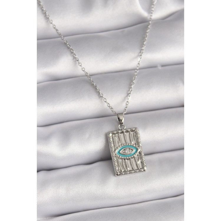 316L Çelik Gümüş Renk Zincir Göz İşlemeli Madalyon Model Kadın Kolye - TJ-BKO9508 316L Çelik Gümüş Renk Zincir Göz İşlemeli Madalyon Model Kadın Kolye - TJ-BKO9508