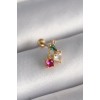 316L Steel Gold Color Zircon Stone Cherry Tragus Piercing - TJ-PR1226