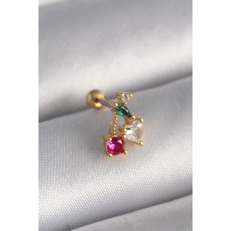 316L Steel Gold Color Zircon Stone Cherry Tragus Piercing - TJ-PR1226 316L Steel Gold Color Zircon Stone Cherry Tragus Piercing - TJ-PR1226
