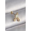 316L Çelik Gold Renk Beyaz Mineli Kalp Sallantı Zirkon Taşlı Tragus Piercing - TJ-PR1228
