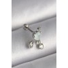 316L Çelik Gümüş Renk Beyaz Minelik Kalp Sallantı Zirkon Taş Detay Tragus Piercing - TJ-PR1229